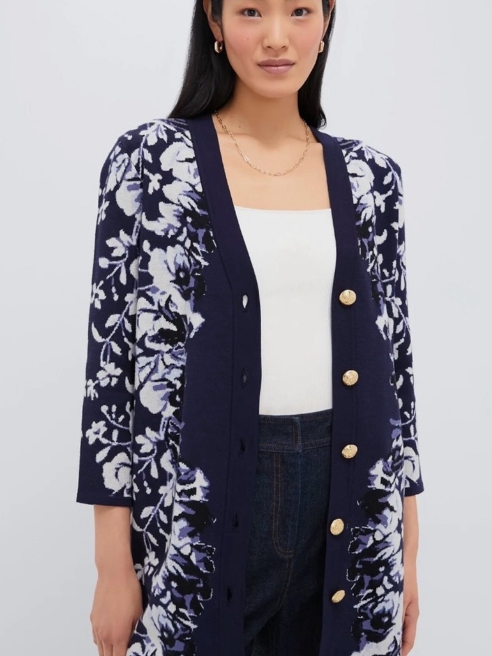 Tuckernuck Indigo Reflection Knit Jacquard Liv Cardigan
